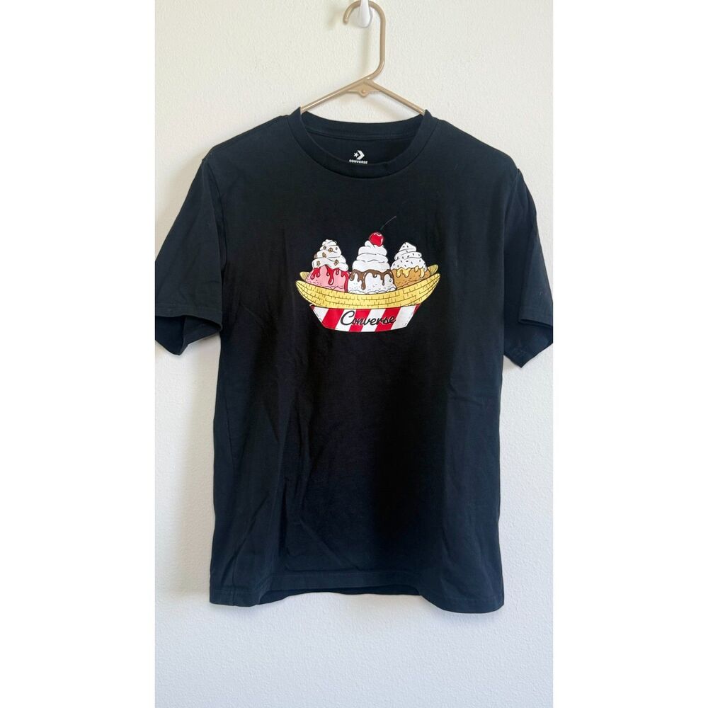 Converse Women’s Small Black Banana Split Ice Cream Graphic T-Shirt Tee